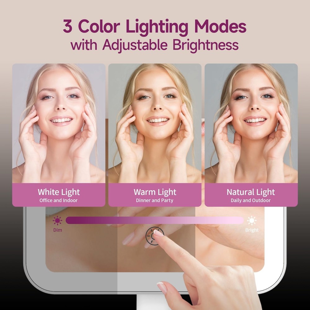 FUNTOUCH Rechargeable Lighted Mirrors for Makeup, 2000mAh, 10X Magnification/...