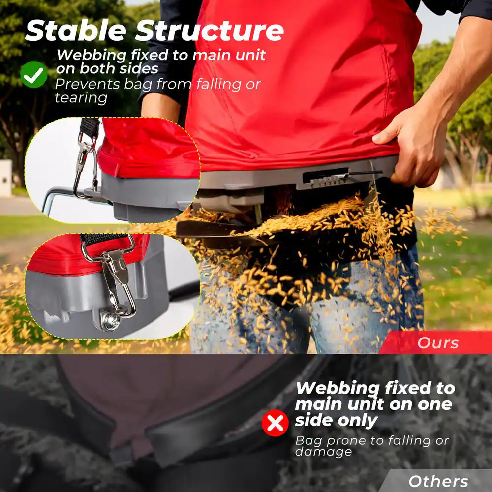 25 Lb. Professional Handheld Bagged Seed Spreader with Comfortable Latex Shoulde