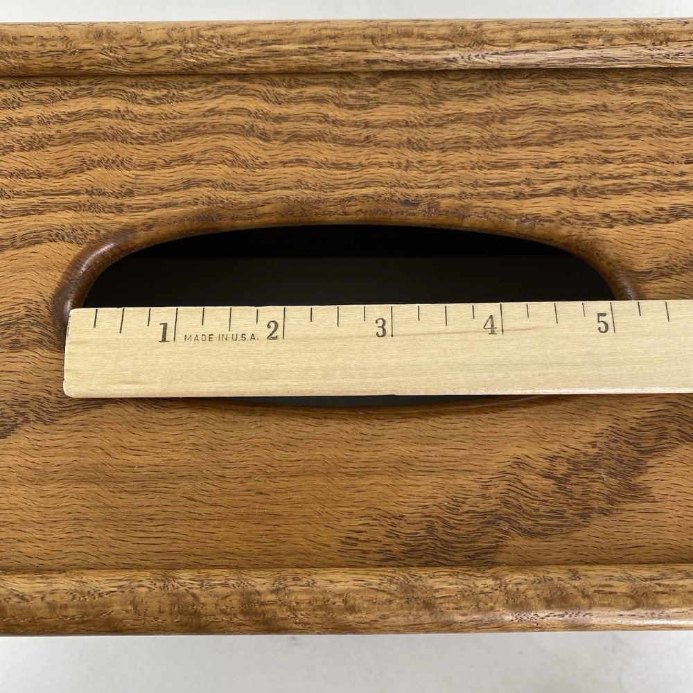 Vintage Solid Oak Tissue Kleenex Deep Box Cover Dispenser Woodgrain Rectangular