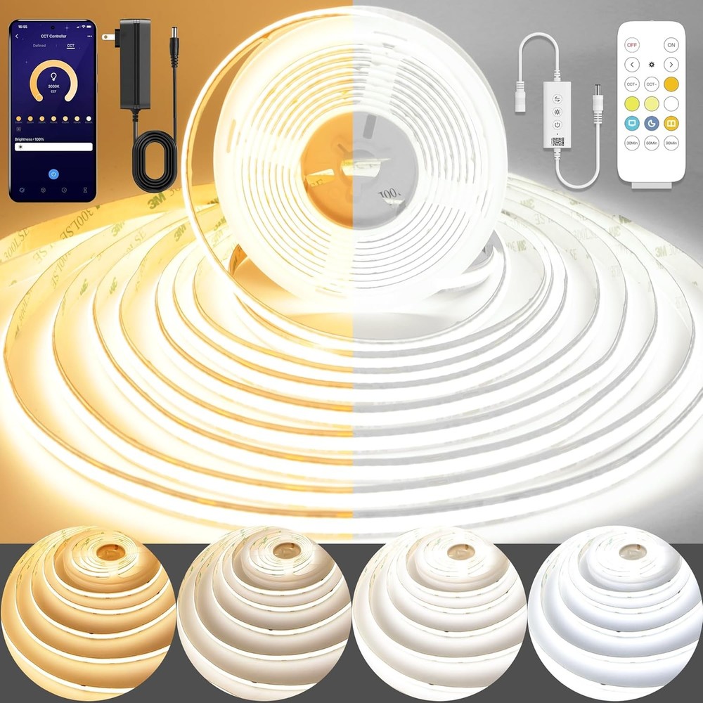 COB LED Strip Light,CCT Dimmable Strips 65FT, 576CCT