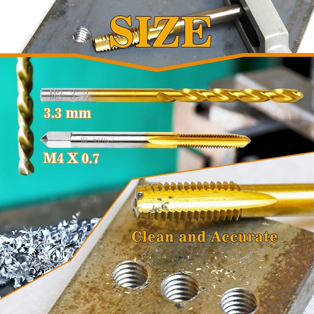 M2 HSS Titanium-Coated Drill & Tap Kit for Metal - 2pcs