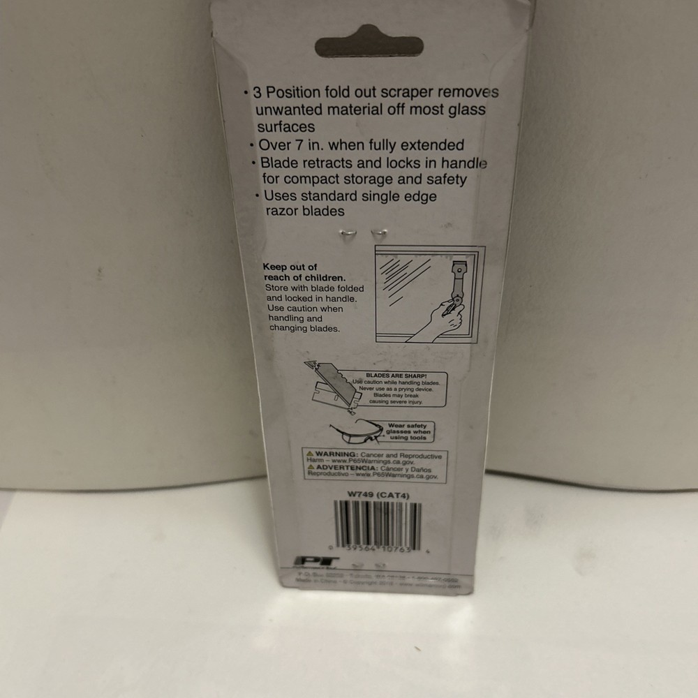 Performance Tool W749 3 Position Razor Scraper, 7” Max, STD Blades, Compact