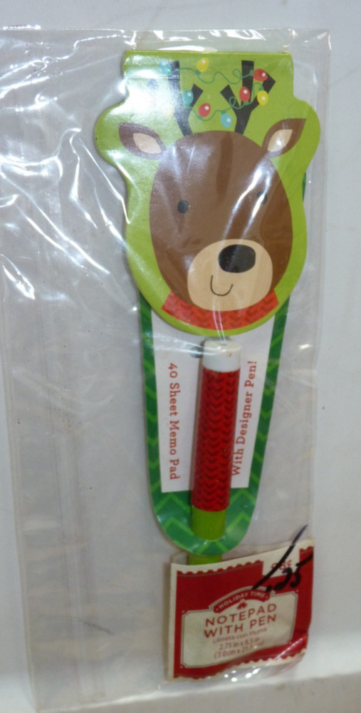 Holiday Time Reindeer Notepad with Pen