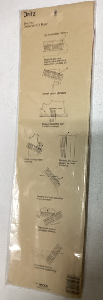 DRITZ Vintage See-Thru Dressmaker Ruler 1983