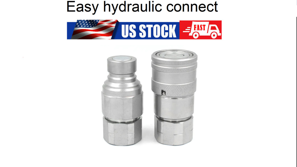 3/4 NPT Flat Face Hydraulic Quick Connect Coupler Coupling Skid Steer 1/2 Body