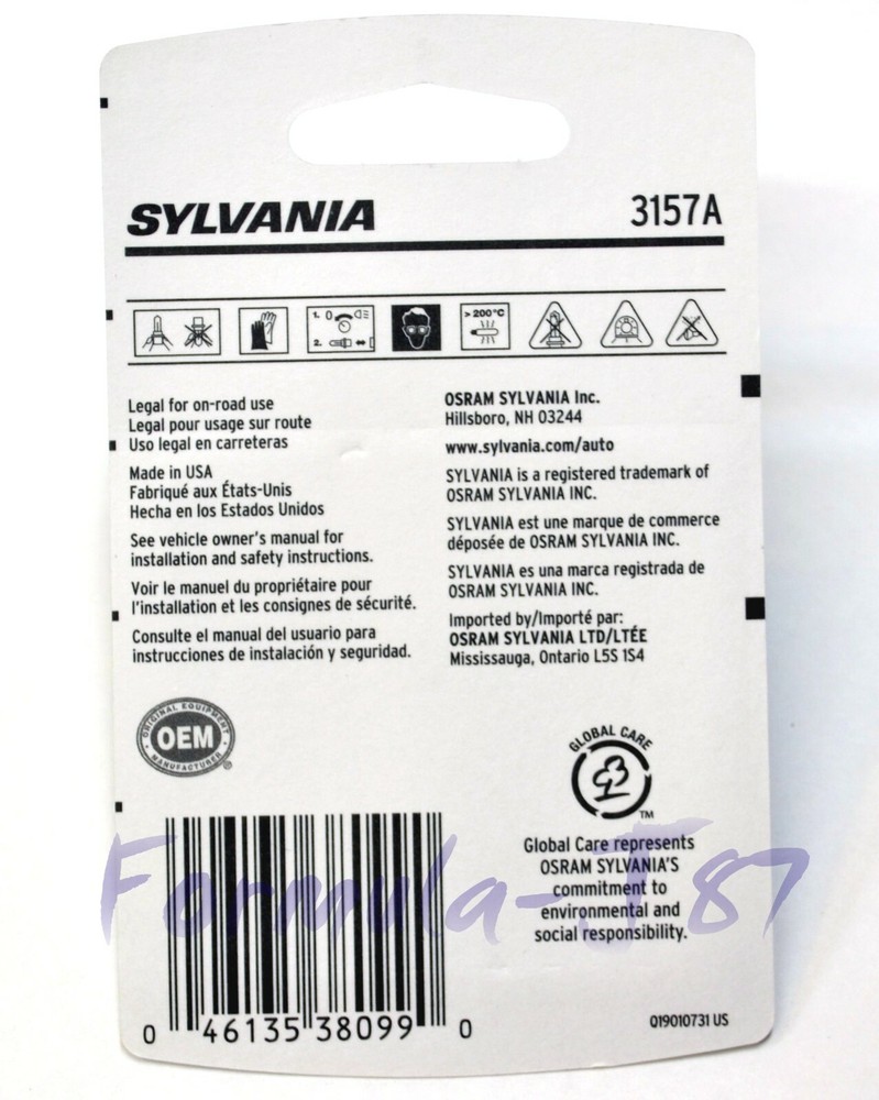 Sylvania Basic 3157A 3157NA 27/8.3W Two Bulbs Front Turn Signal Park Replace Fit