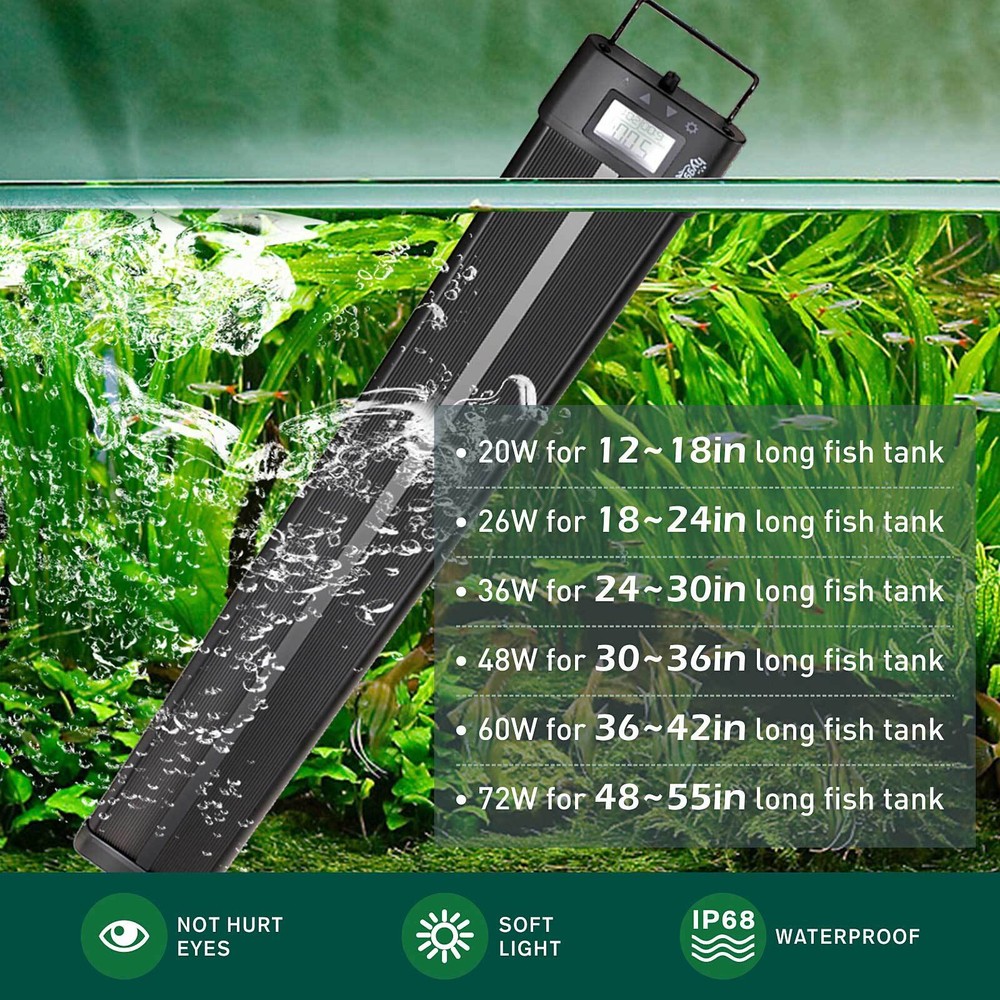 hygger Aquarium LED Light with Timer Adjustable Brightness 18 24 30 36 48"