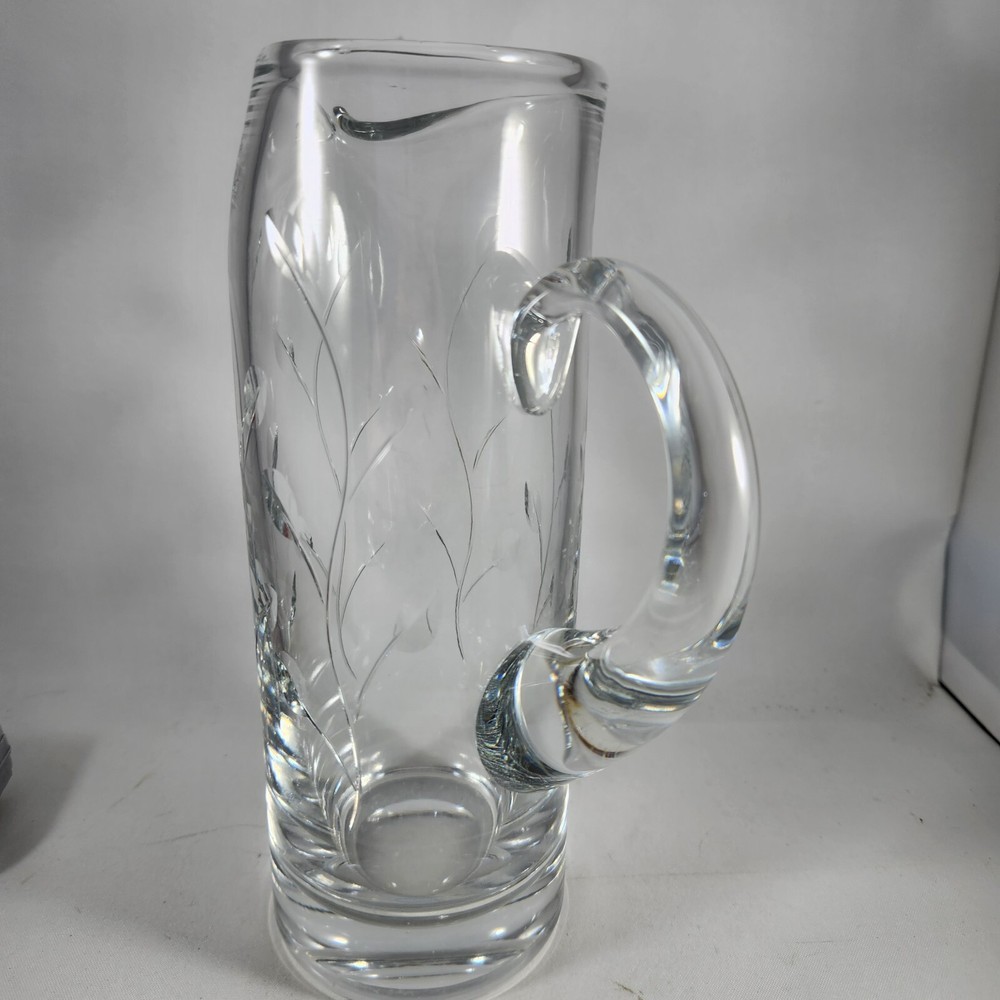 Etched Glass Pitcher with Handle 8" Inches