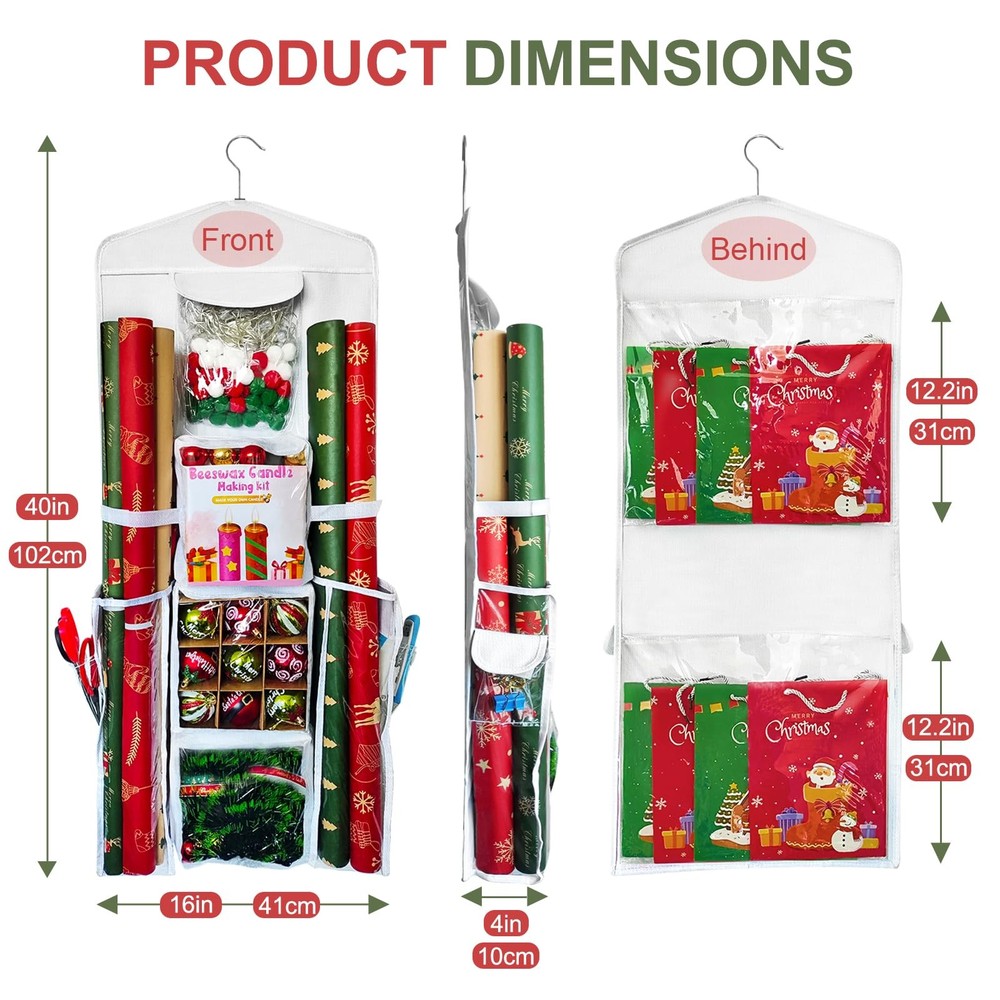 Hanging Gift Organizer Storage Bag, Gift Wrapping Organizer Storage, Double-S...