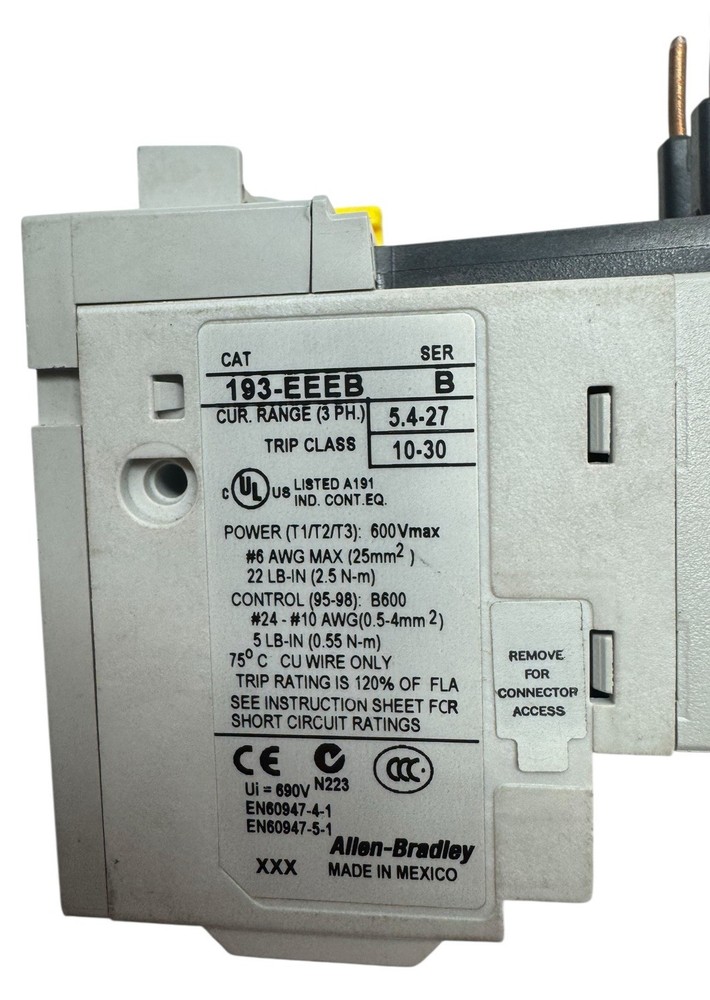 Allen-Bradley 193-EEEB Overload Relay E1 Plus, 5.4-27A **Please Read, Chipped**