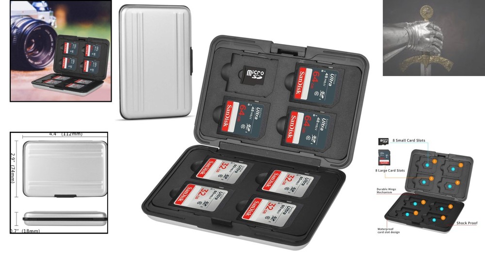 Compact Aluminum Memory Card Storage Case - Shock Resistant & Lightweight