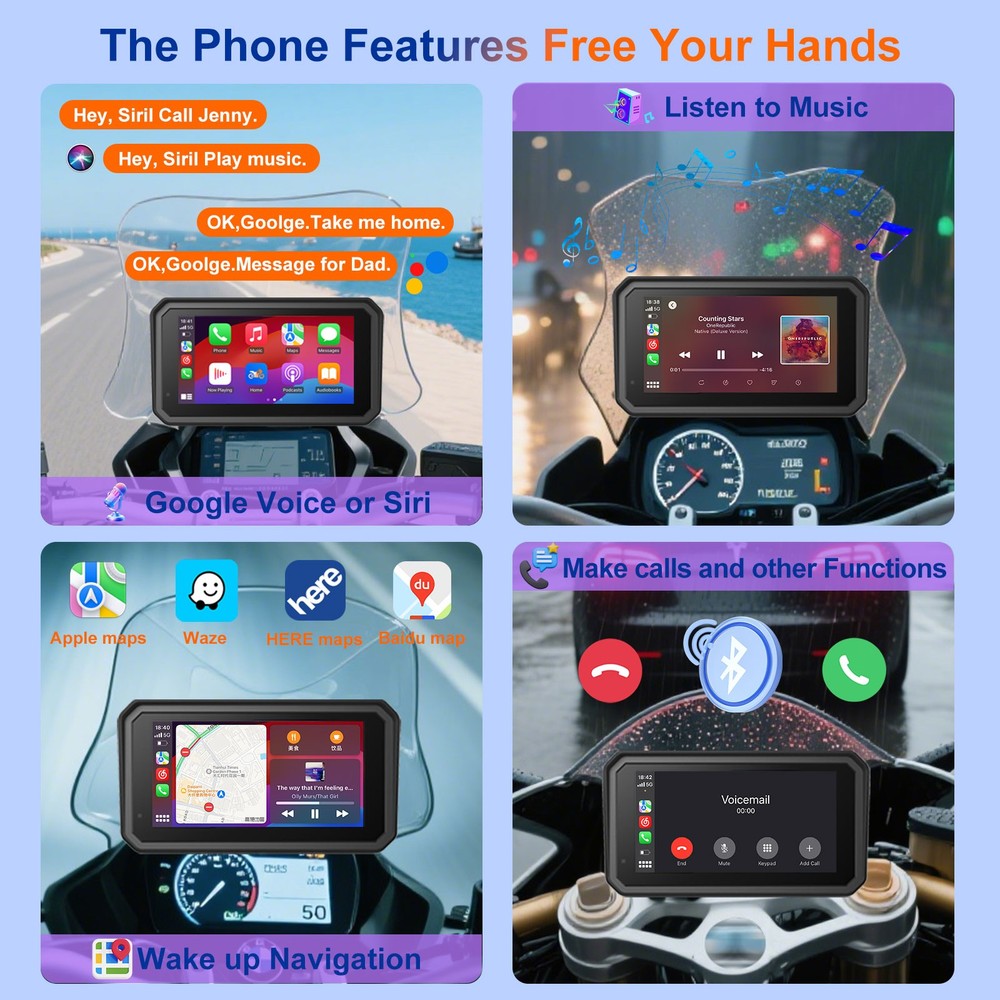 for BMW Motorcycles Touchscreen,Plug & Play Display,Support CarPlay/Android Auto