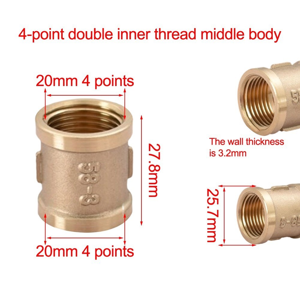 Brass Connector for For pipes 20mm Double Internal Threaded Durability