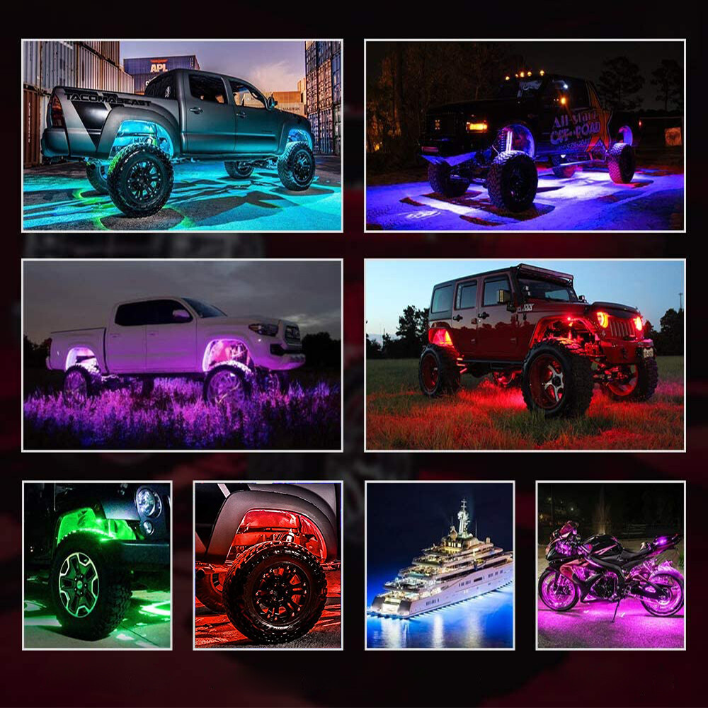 20 Pods RGB LED Rock Lights Kit Offroad Truck Underbody Neon Music Bluetooth APP