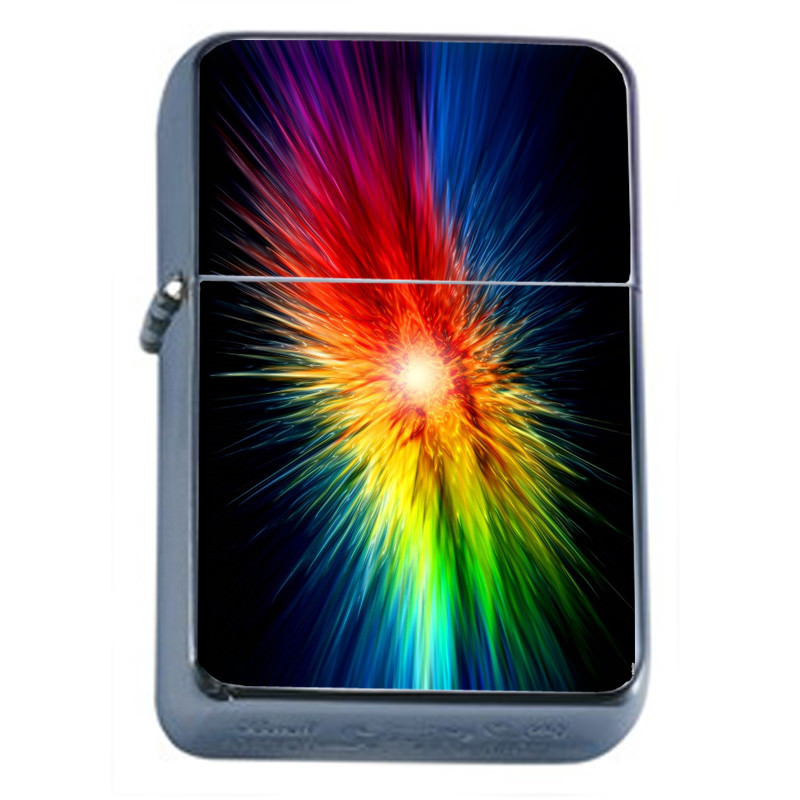 Rainbow Blast Em1 Flip Top Oil Lighter Wind Resistant