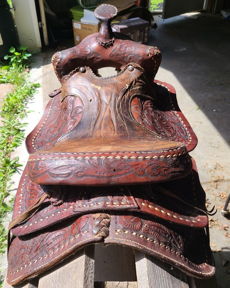 14.5" Tooled Western Saddle Brown