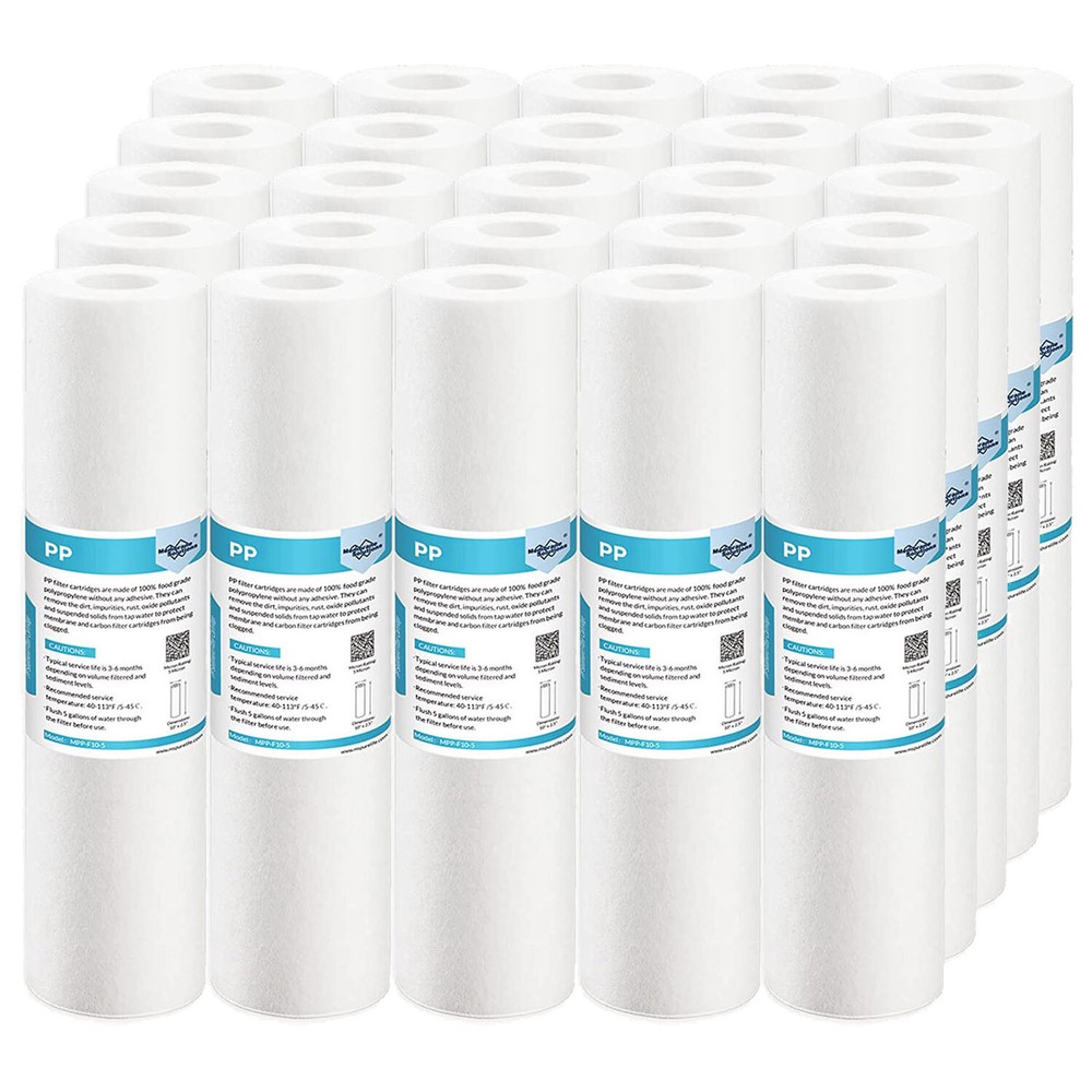 25 Pack 2.5x10" 20 Micron Melt-Blown Sediment Water Filter Cartridge Whole House