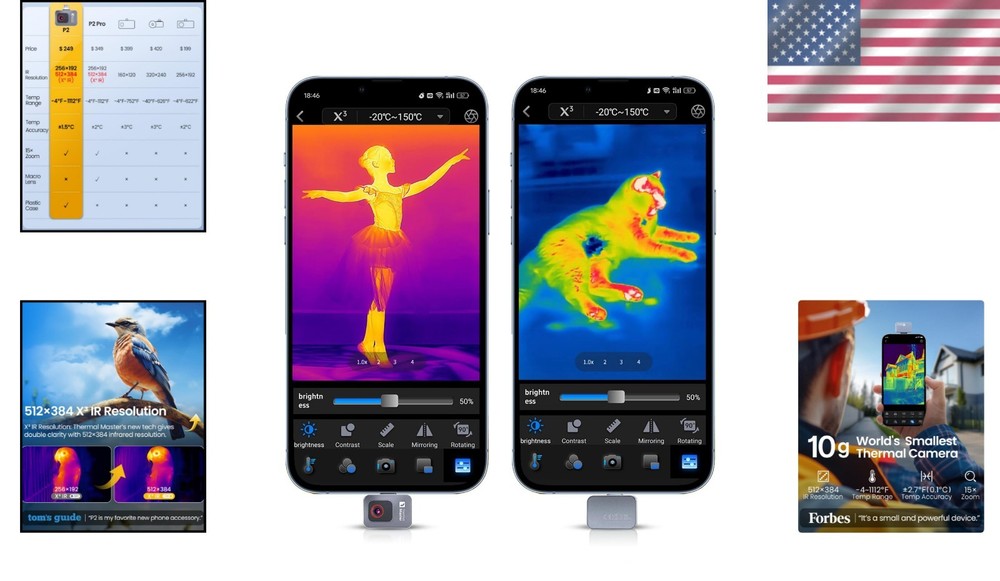 Compact Android-Compatible P2 Thermal Camera - Ultra-Clear 512x384 IR Technology
