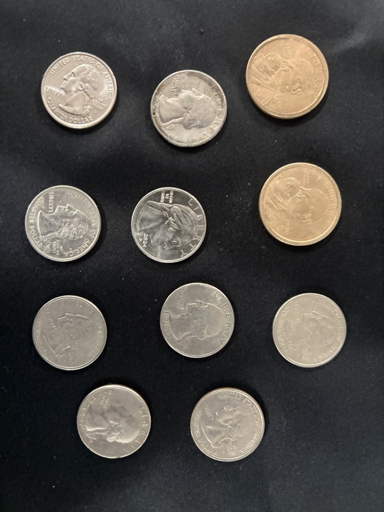 2003 Silver Dollar and coins