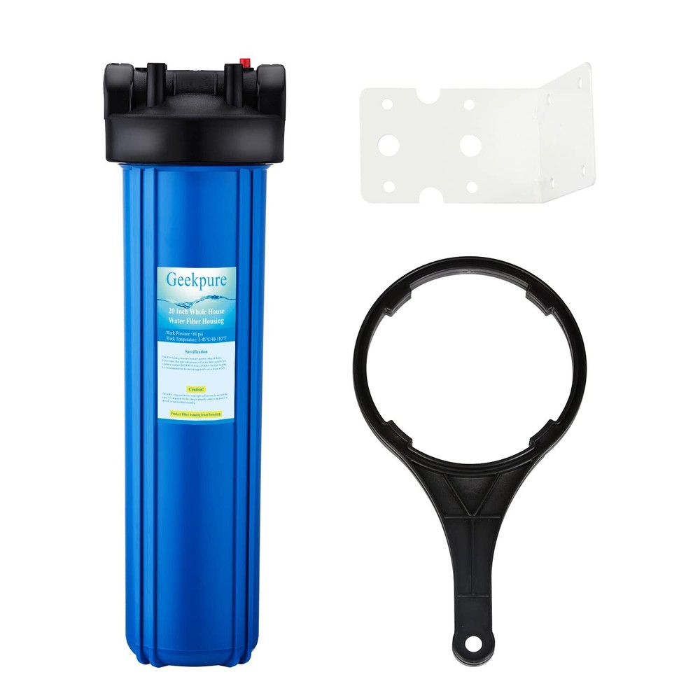 Geekpure 20 Inch Whole House Water Filter Housing-1"NPT -Fit 4.5"x 20" Filters