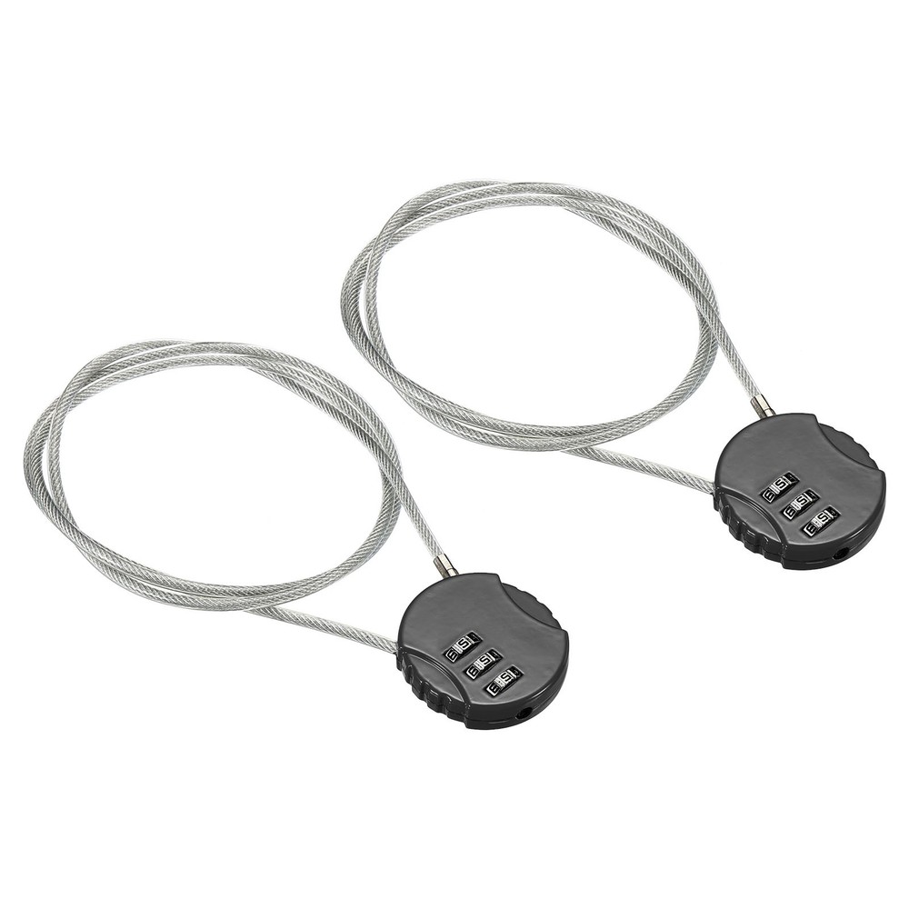 Small Combination Lock 31.4 Inch, 2 Pack 3 Digit Padlock for Gym Locker, Black