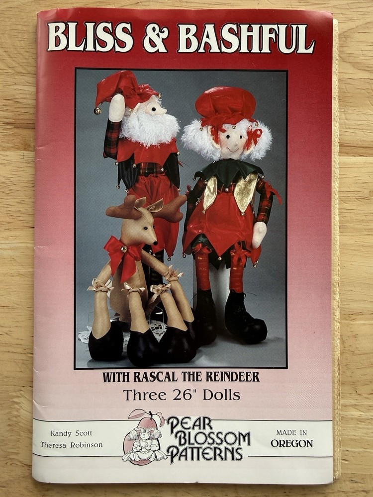 Pear Blossom Patterns: Bliss & Bashful w Rascal Reindeer  26” Dolls Pattern UC