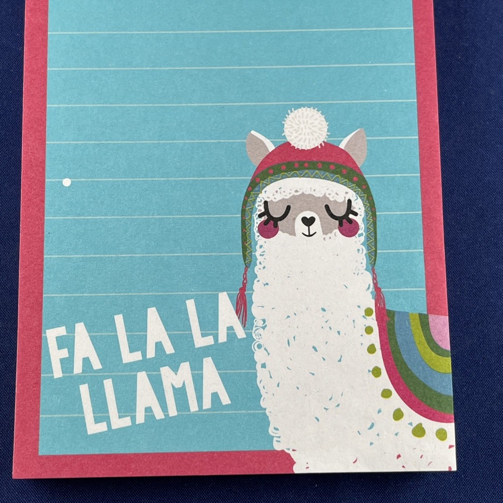 Fa La La Llama Magnetic Fridge Notepad ~ 75 Pages Open Package