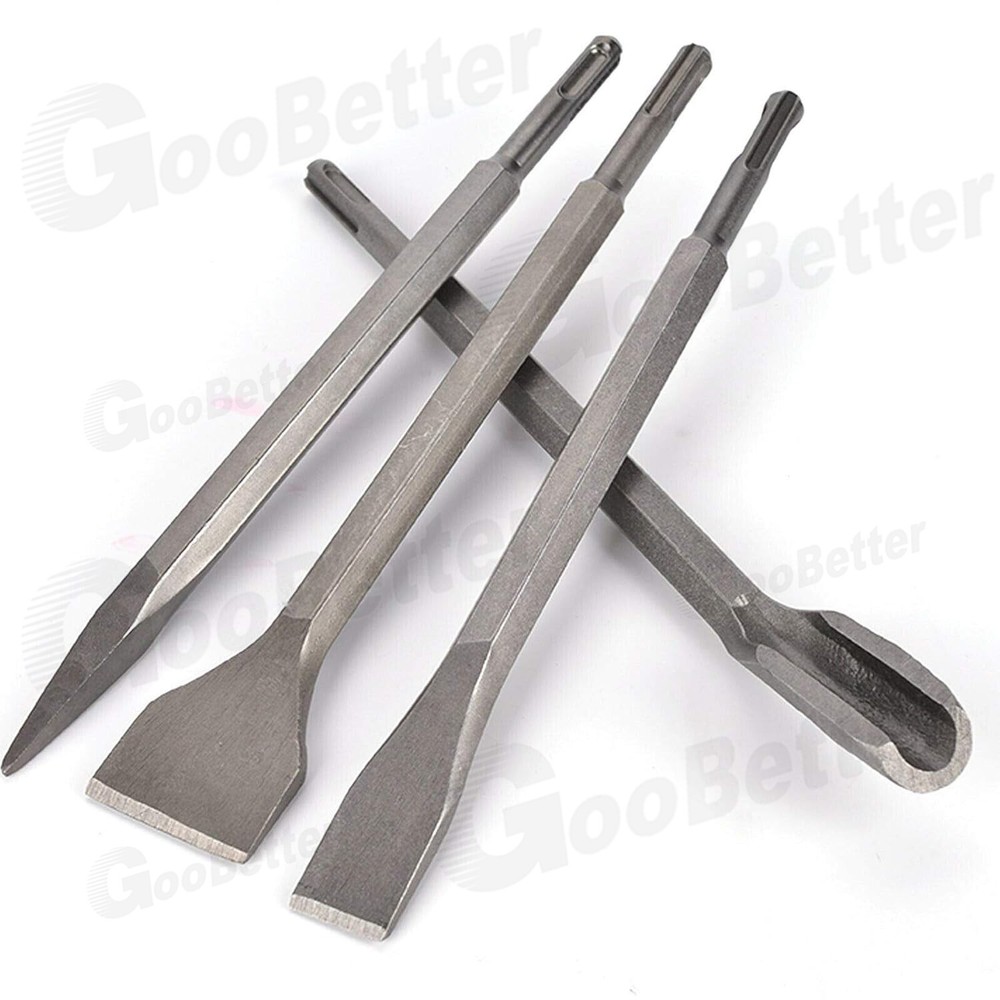 17pcs SDS Plus Rotary Hammer Bits Drill Bit & Chisel Set Groove Concrete w/ Box