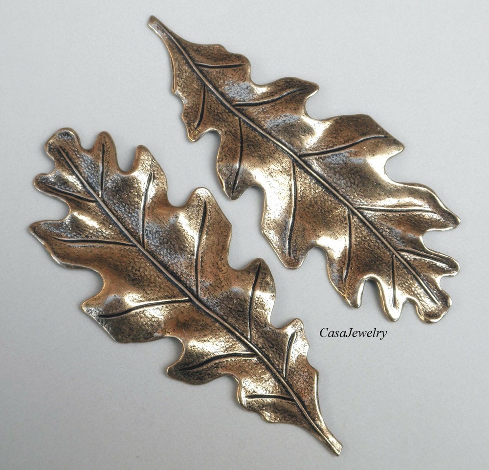 #5006RS ANTIQUED GOLD SMALL OAK LEAF COMPONENT - 2 Pc Lot