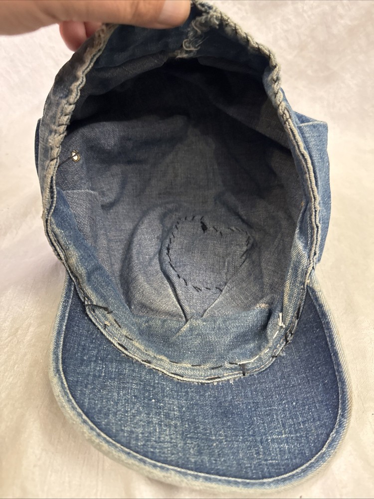 VINTAGE DENIM Handmade Cap With Pinkerton Security Service Patch