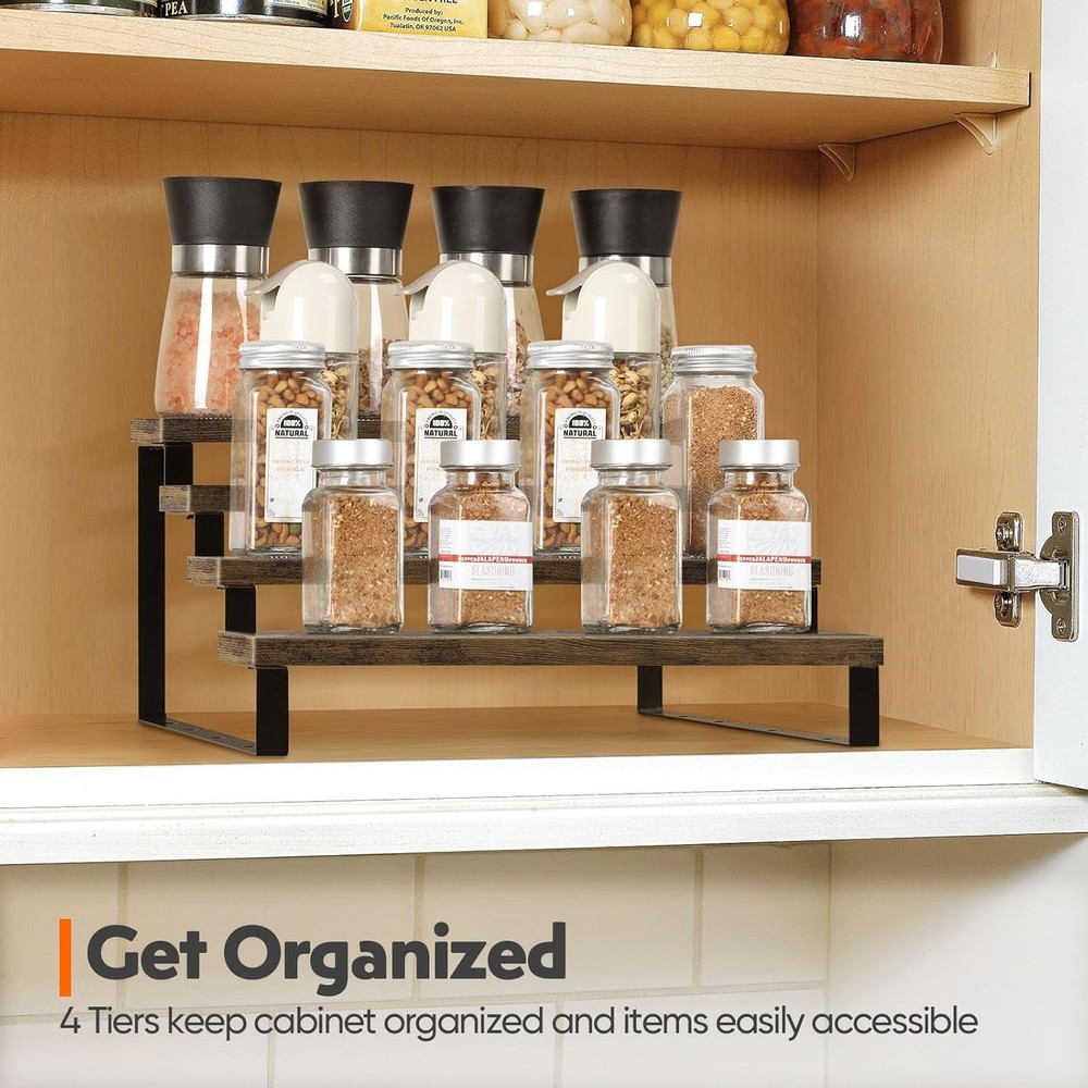 4Pack 4Tier Expandable Spice Rack Organizer Adjustable Step Shelf Storage Holder