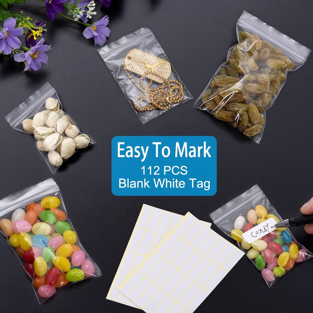 400PCS Small Plastic Bags, 4 Assorted Sizes, 400Pcs Combo, Clear