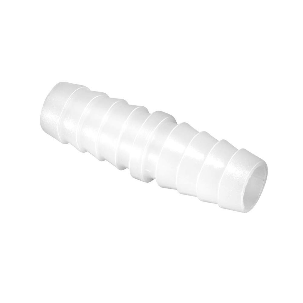 Quickun Plastic Hose Barb Fitting, 3/8" x Barbed Splicer 3/8, White