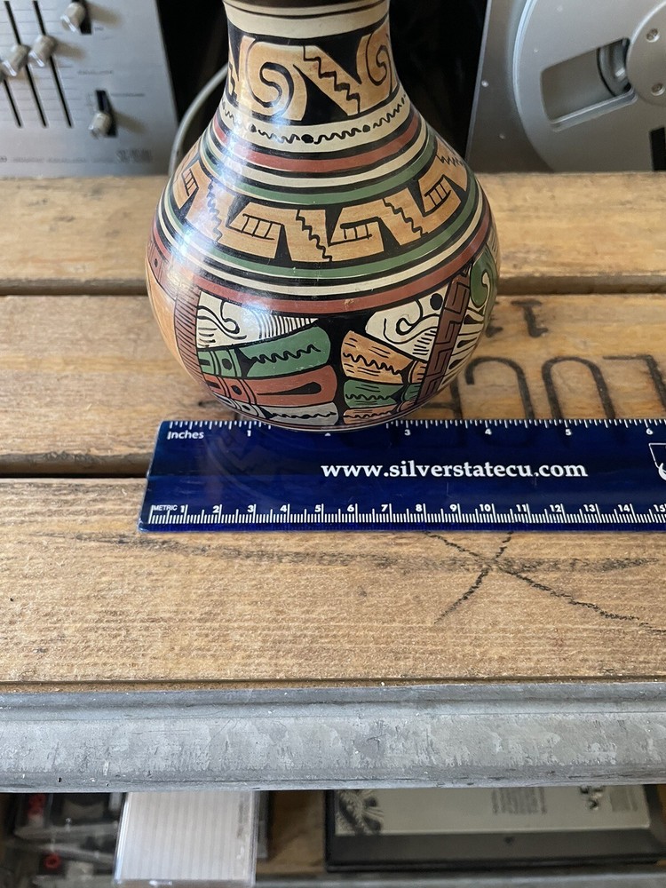 Vintage Mini Cusco Peruvian Pottery Vase Or Jug With Face
