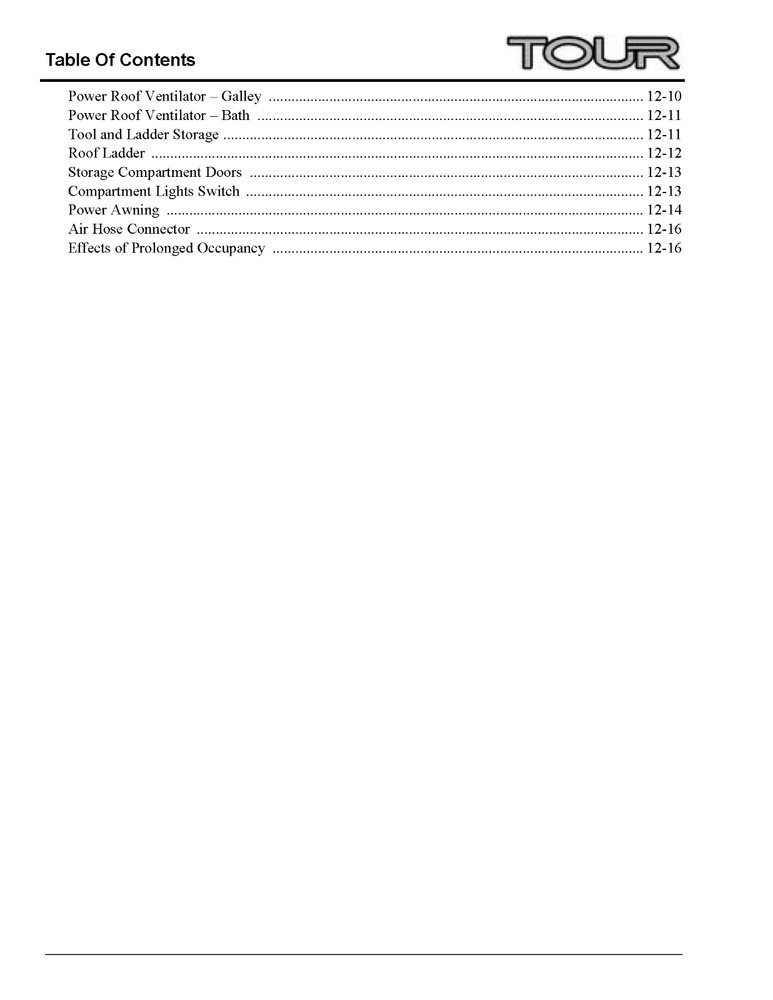 2011 Winnebago Tour Home Owners Operation Manual User Guide