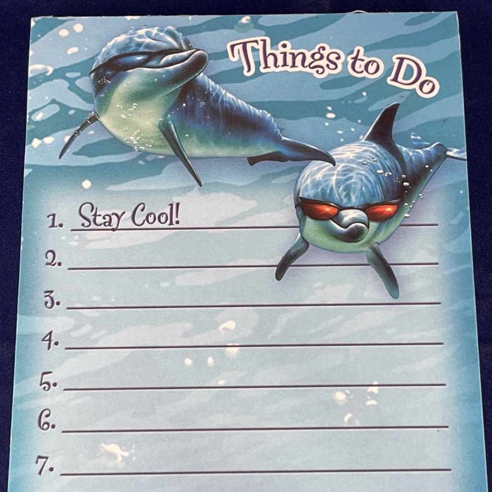 Dolphin Things To Do Notepad Stay Cool Open Package Probably 75 Sheets