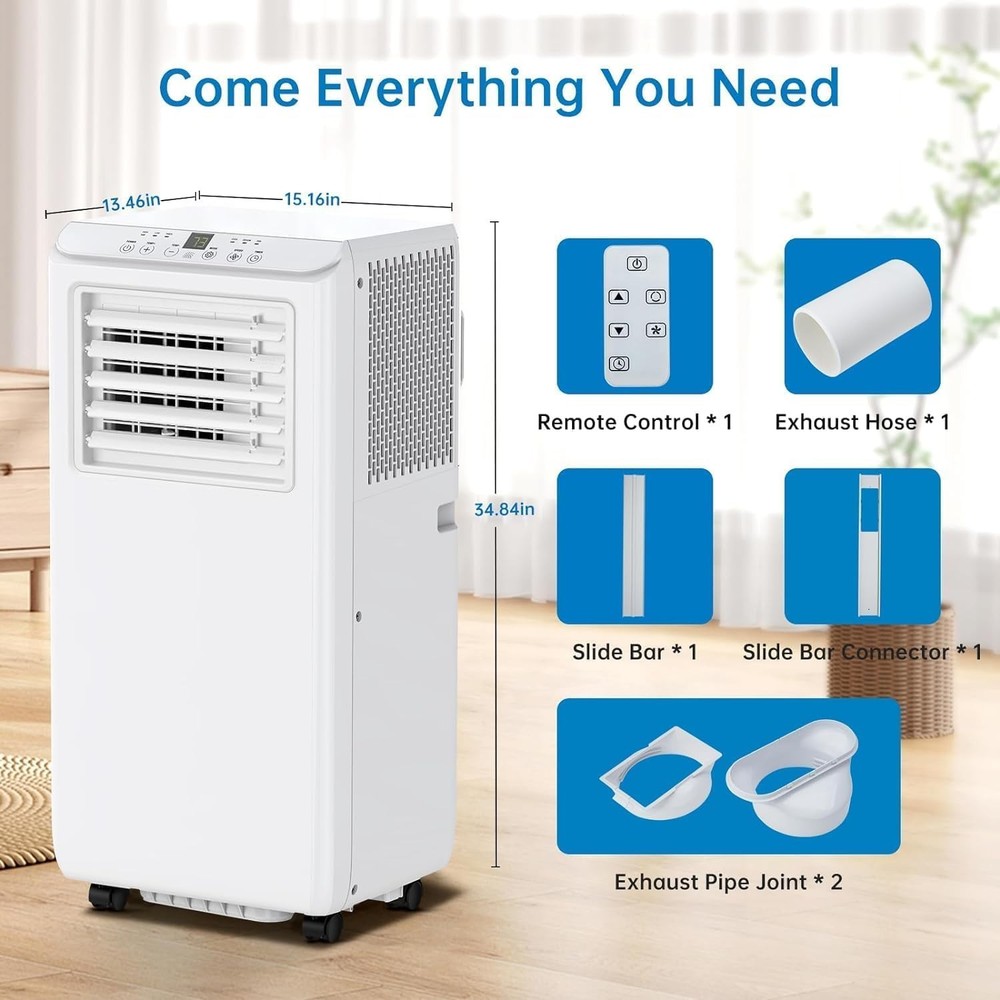 8000BTU Portable AC Cooling Up to 350 Sq. Ft Air Conditioner with Remote Control