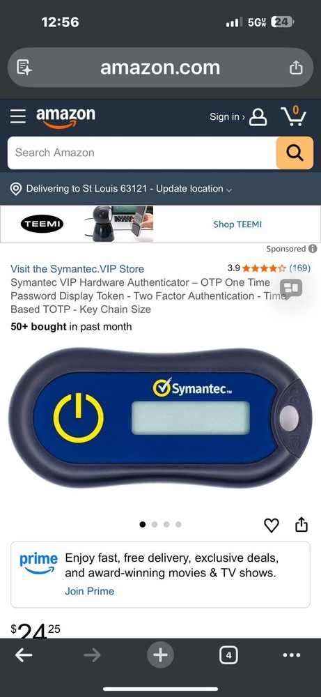 Symantec VIP Hardware Authenticator OTP Two Factor Authentication Token
