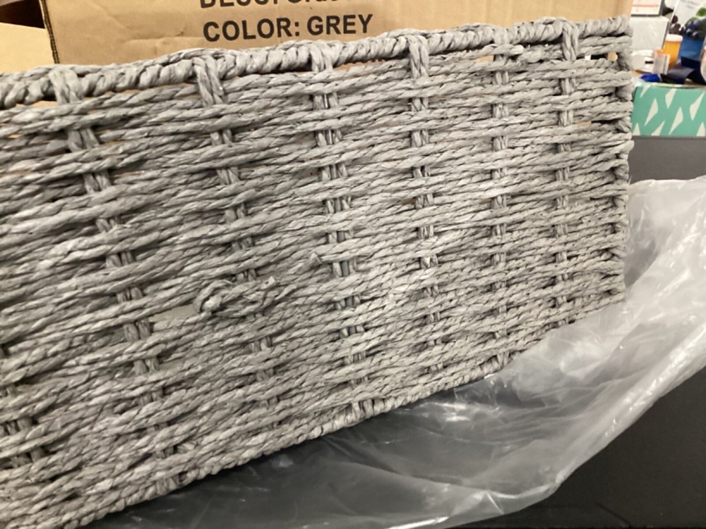Gray Color Grass Woven Storage Bins 2)
