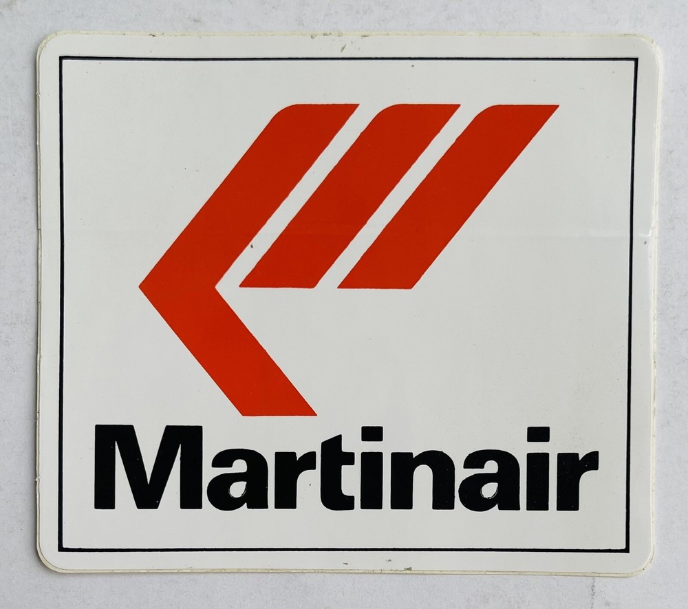 Martinair Airlines Rectangular Paper Sticker / Label - 4" z 3.5"