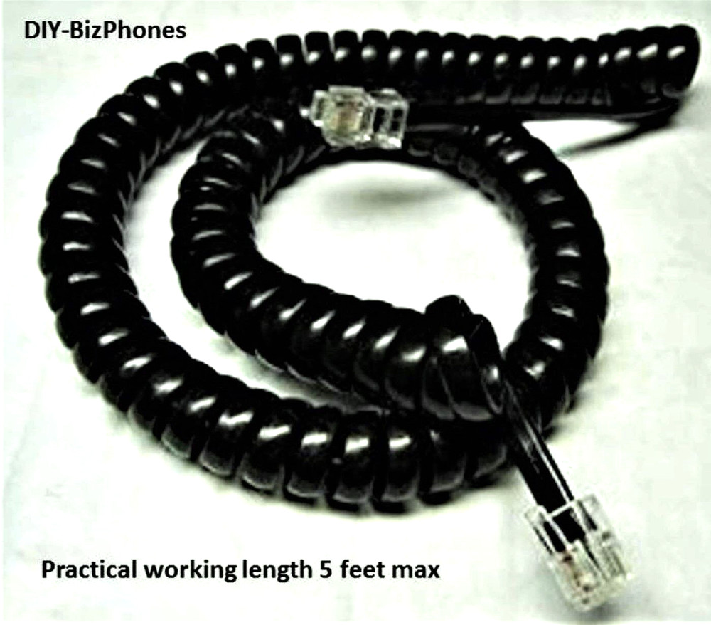 2-Pack Black 9Ft Comdial Phone Handset Cord Executech Curly 6400 6700 Series