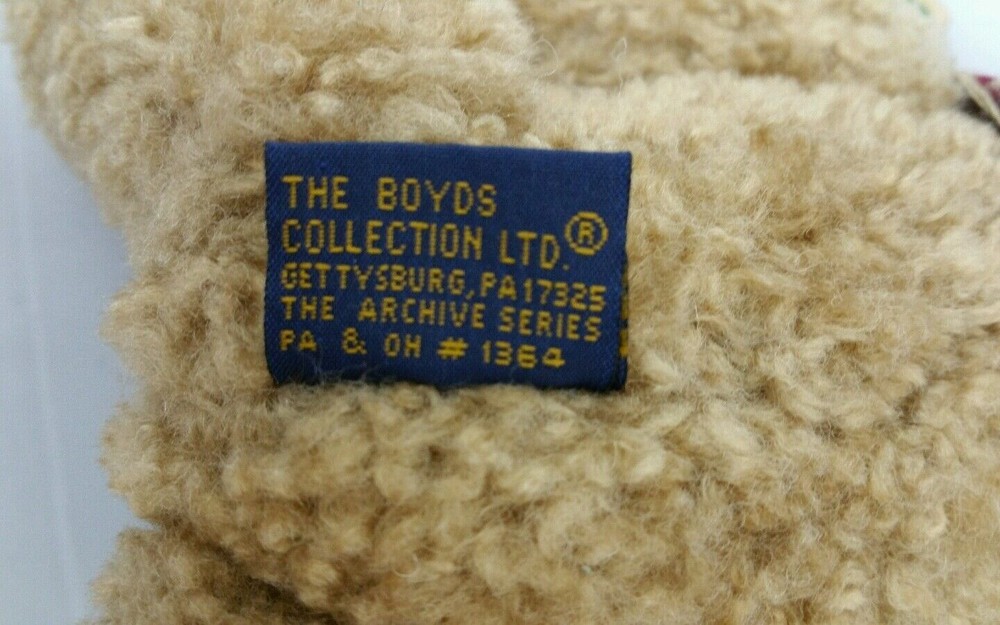 Boyd's Teddy Bear Plush Stuffed Bossley Gingham Bib Jointed 9" Small Archive