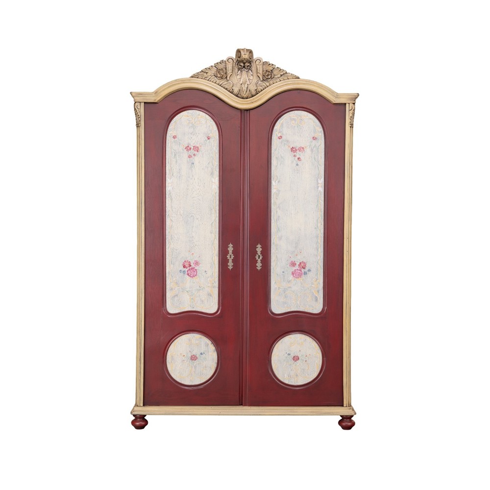 Antique completely restored hand-painted wardrobe