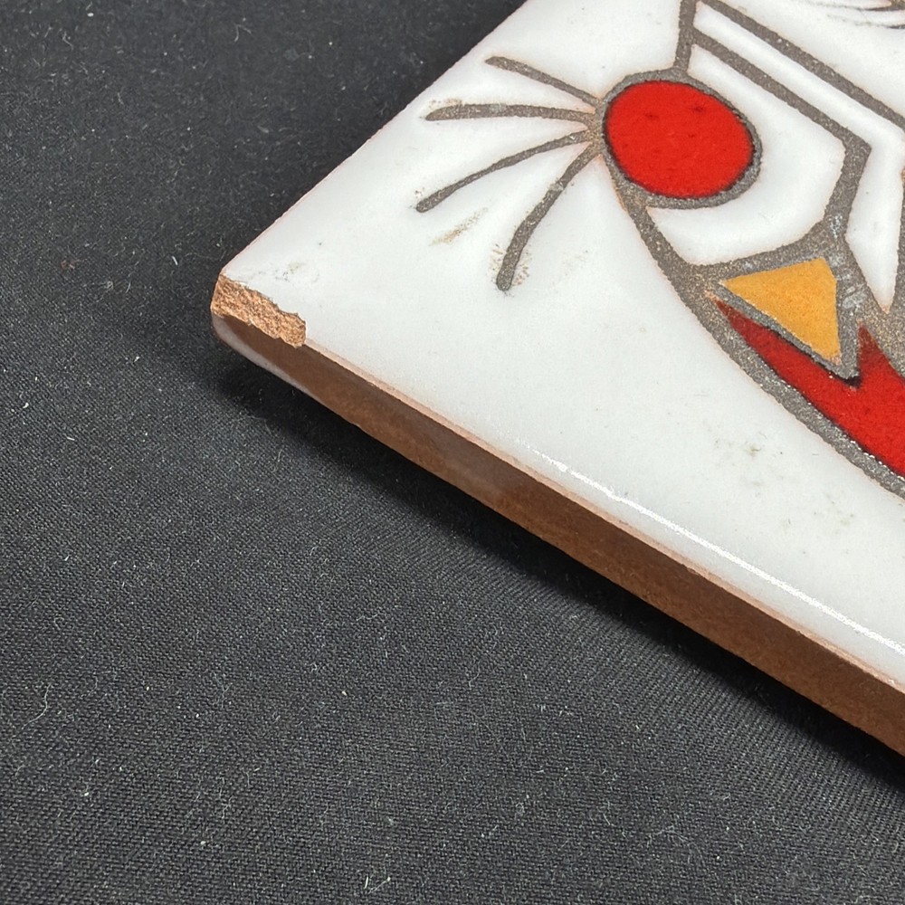 Vintage Kokopelli Mag Mor Studios Hand Painted Ceramic Tile, Native American