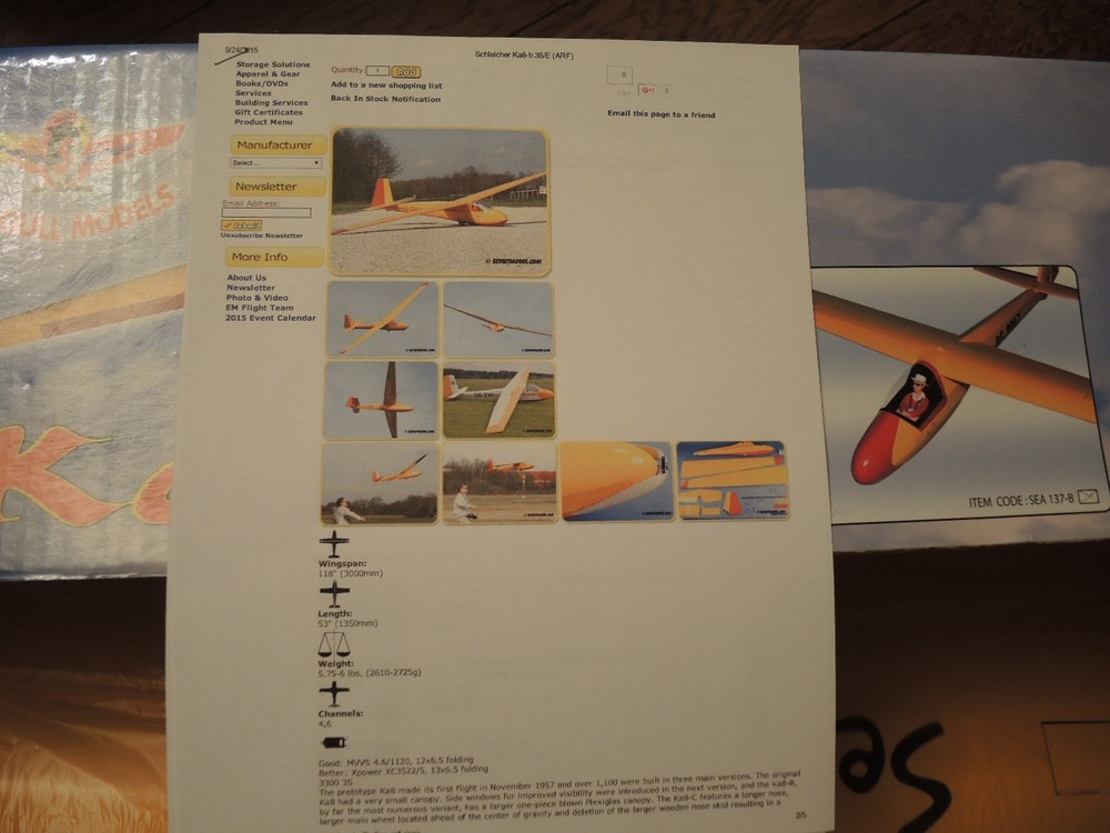 Seagull Models KA8B Glider 3 meter (SEA137B )
