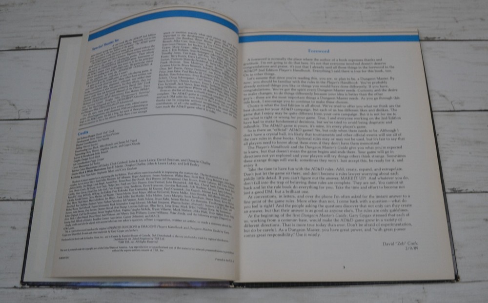 Advanced Dungeons & Dragons Dungeon Master's Guide 2nd Edition TSR 1989