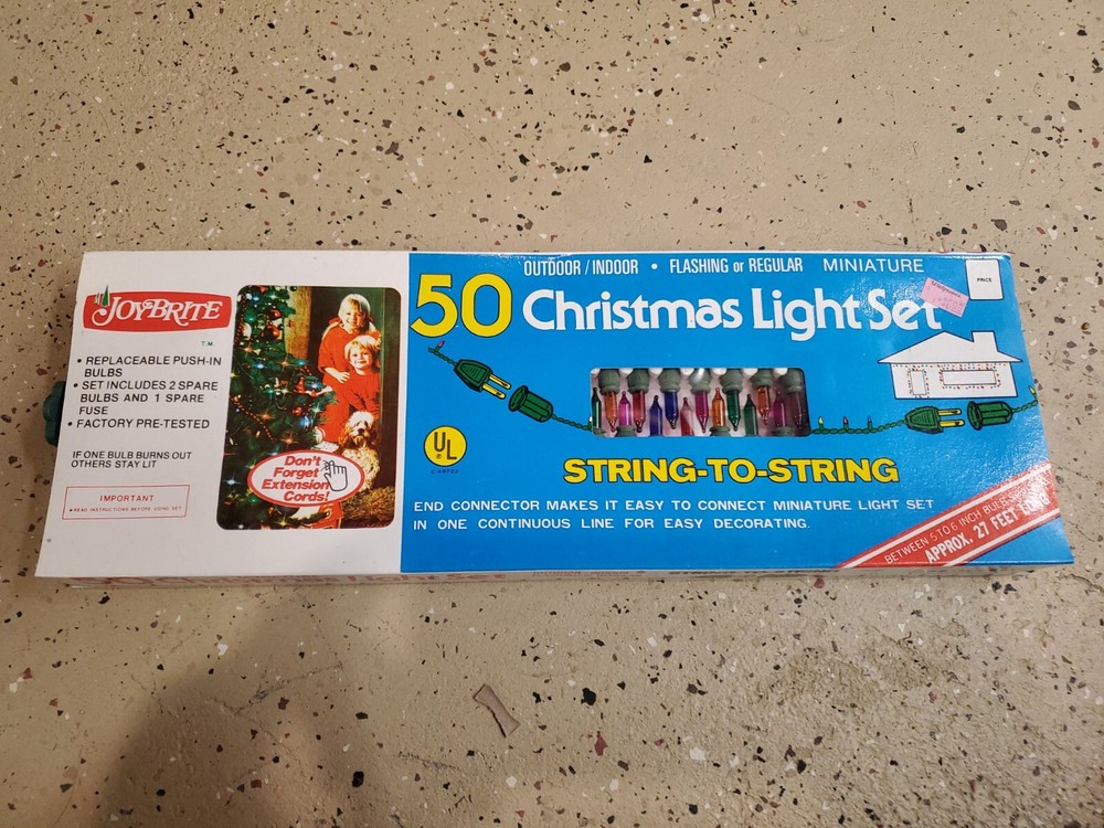Unused JoyBrite 50 Christmas Flashing/Non String-to-String Multicolor Light Set