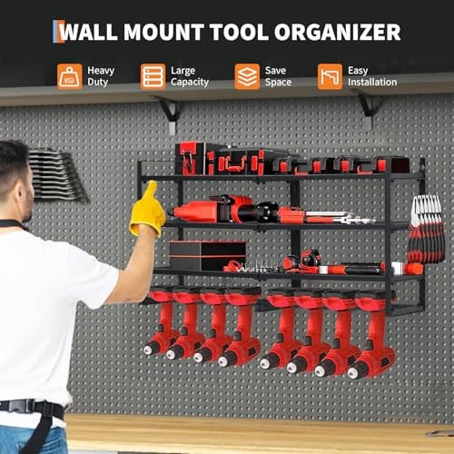 Power Tool Organizer Wall Mount, 4-Layer no cord Drill 4-layer 8 slots C