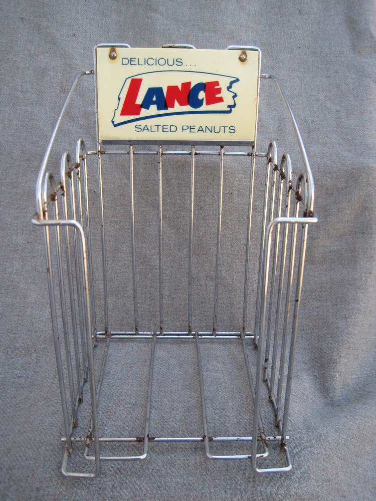 VINTAGE LANCE SALTED PEANUTS HEAVY WIRE STORE DISPLAY RACK STAND