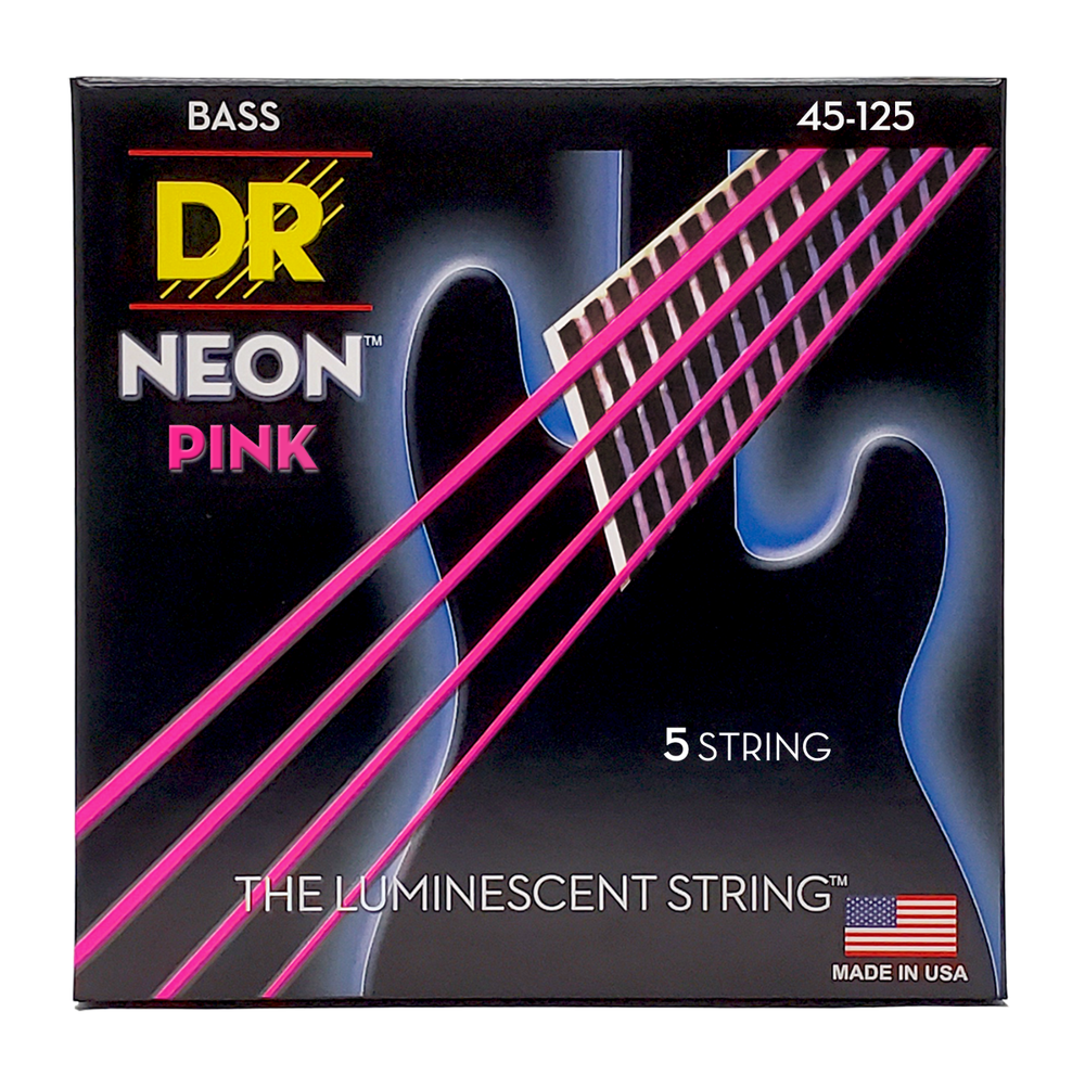 DR Strings Hi-Def Neon Pink Bass Strings 5-String Medium 45-125
